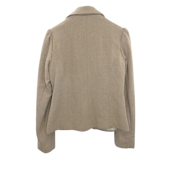 Vintage Y2K Old Navy Wool Tweed Blazer M Beige Embellished Collar Academia Prep - Picture 7 of 13